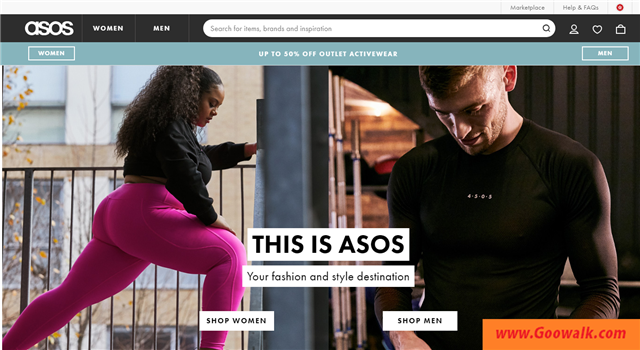 Asos官方网站。英国最大购物网站。